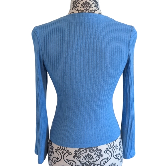 Reformation Gellar Knit Top Es Parisian Blue Coquette 90s Romantic Women's Small - Picture 4 of 14